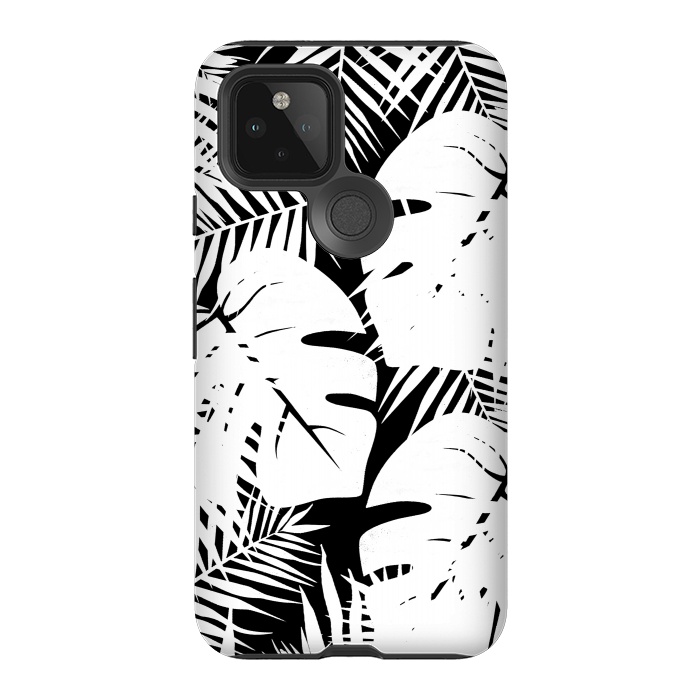 Pixel 5 StrongFit White palm and ficus tropical leaves by Oana 