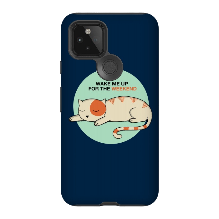 Pixel 5 StrongFit Cat wake me up blue by Coffee Man