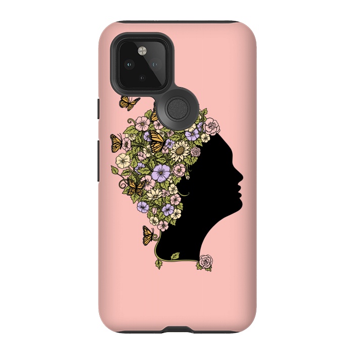 Pixel 5 StrongFit Floral Lady Pink by Coffee Man