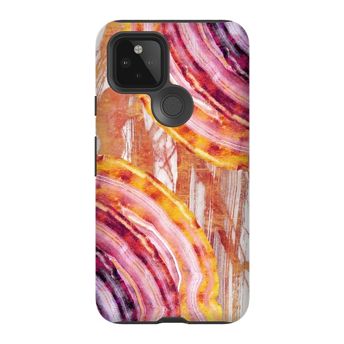 Pixel 5 StrongFit Gold pink brushed marble gemstones by Oana 