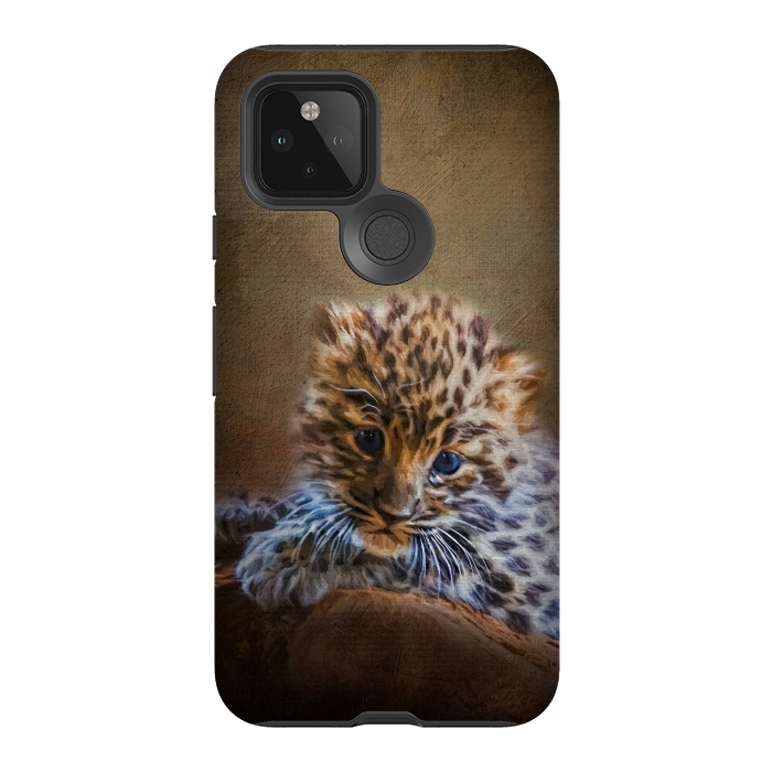 Pixel 5 StrongFit Cute painting amur leopard cub by Simone Gatterwe