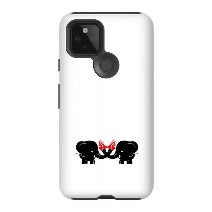 Pixel 5 StrongFit cute couple elephants by TMSarts