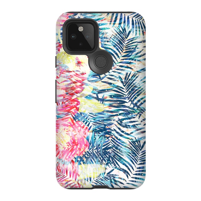 Pixel 5 StrongFit Colorful tropical leaves hawaiian bouquet by Oana 
