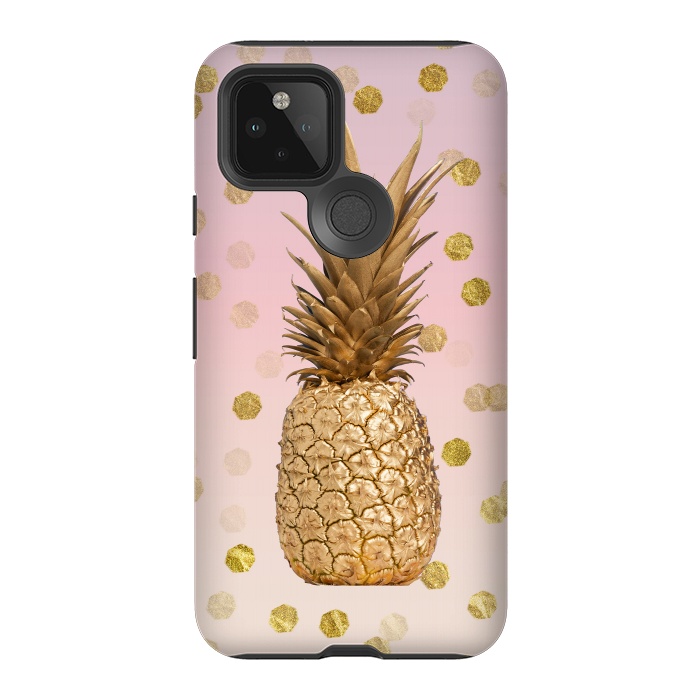 Pixel 5 StrongFit Exotic Pineapple Golden Elegance by Andrea Haase