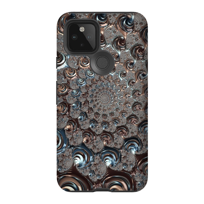 Pixel 5 StrongFit Fractal Fantasy Teal And Copper 2 by Andrea Haase