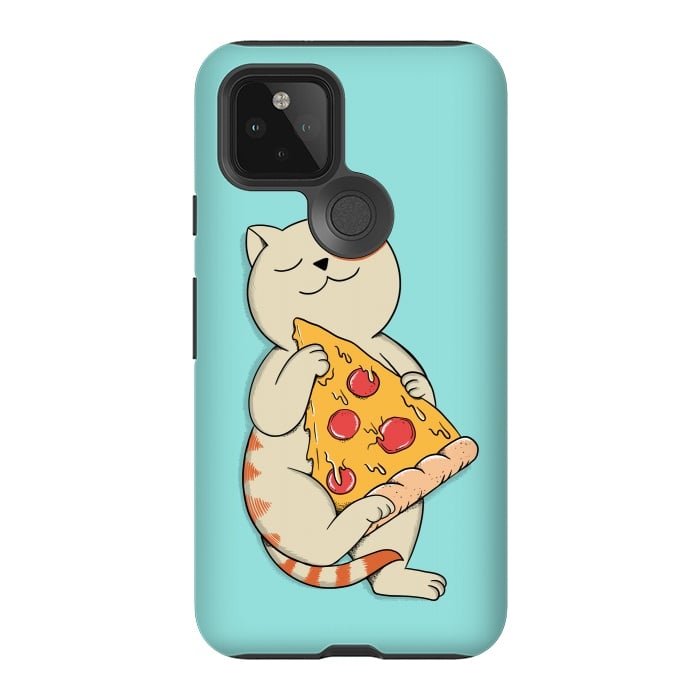 Pixel 5 StrongFit Cat and Pizza by Coffee Man