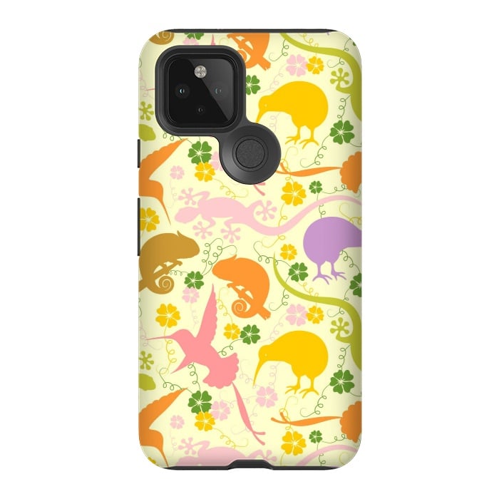 Pixel 5 StrongFit Animals Exotic Pastel Colors Shapes Pattern by BluedarkArt