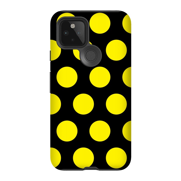 Pixel 5 StrongFit Yellow Circles on Black Background by Bledi