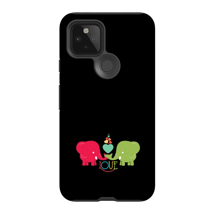 Pixel 5 StrongFit colorful elephants love by TMSarts