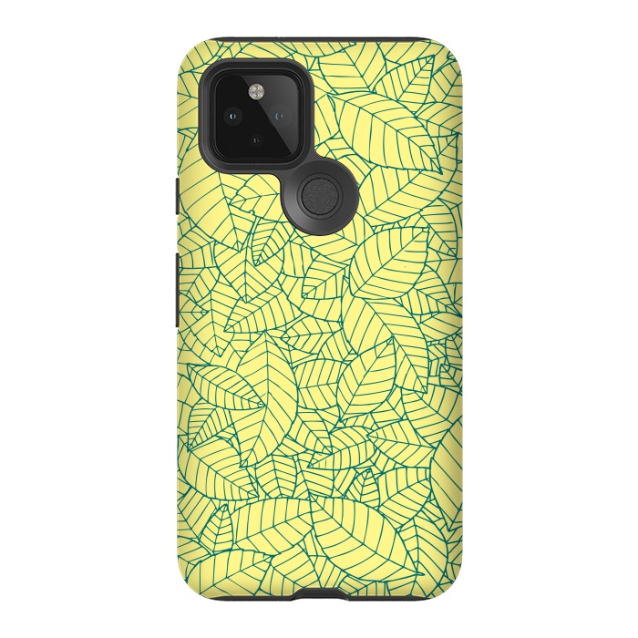 Pixel 5 StrongFit Blue Leaves Pattern by Mangulica