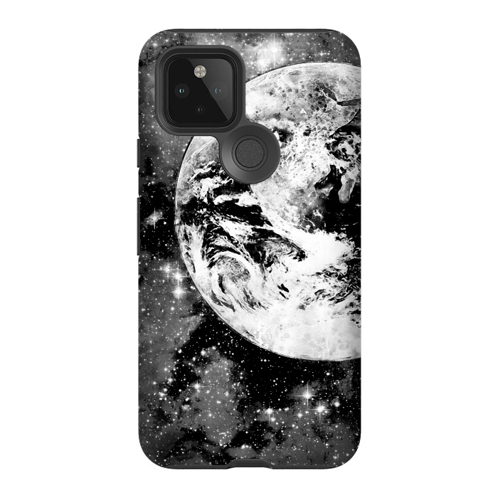 Pixel 5 StrongFit Black and white Earth in Space by Oana 