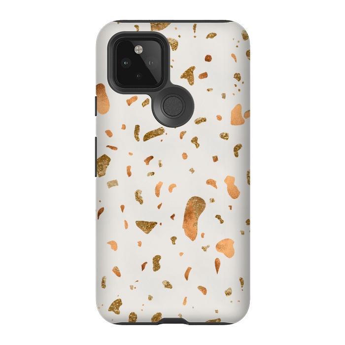Pixel 5 StrongFit Cream Terrazzo with gold and copper spots by  Utart