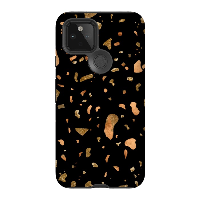 Pixel 5 StrongFit Black Terrazzo with gold and copper spots by  Utart