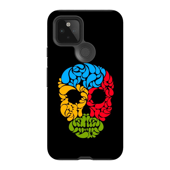 Pixel 5 StrongFit floral skull art by TMSarts