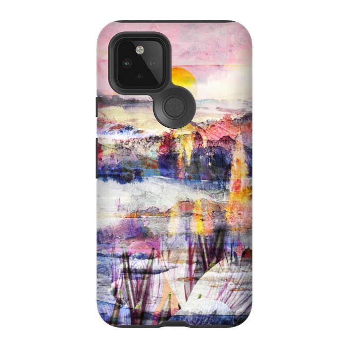 Pixel 5 StrongFit Colorful painted sunset landscape by Oana 