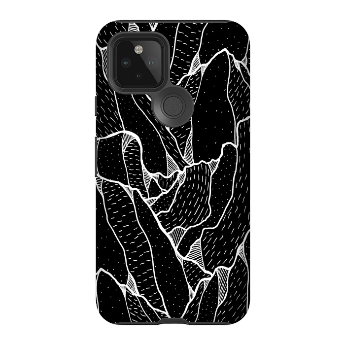 Pixel 5 StrongFit Black and white pattern hills by Steve Wade (Swade)