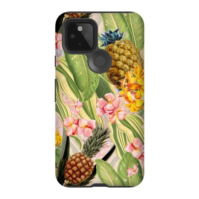 Pixel 5 StrongFit Gold and pink Banana and Pinapple Jungle Garden by  Utart