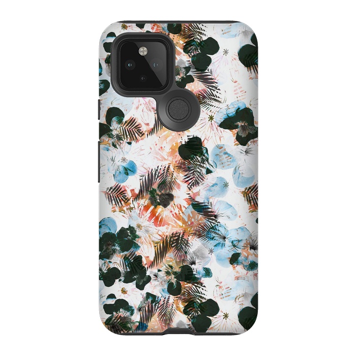 Pixel 5 StrongFit Ink pansy petals and foliage pattern by Oana 