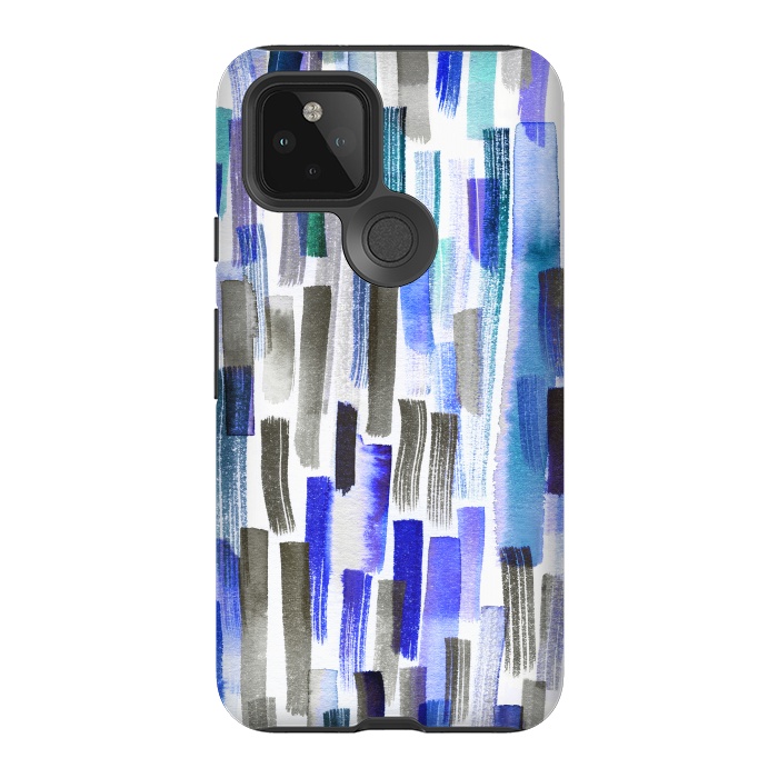 Pixel 5 StrongFit Colorful Brushstrokes Blue by Ninola Design