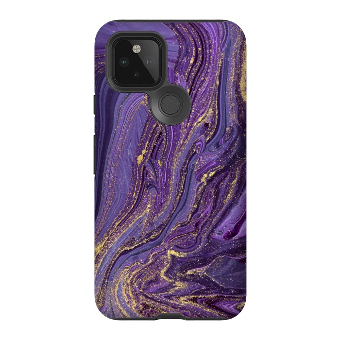 Pixel 5 StrongFit Purple and Gold Marble by ArtsCase