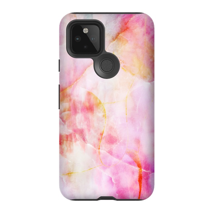 Pixel 5 StrongFit Watercolor painted pink marble by Oana 