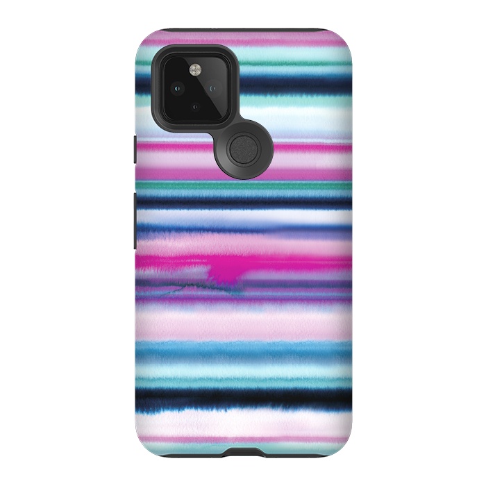 Pixel 5 StrongFit Ombre Stripes Watercolor Pink by Ninola Design