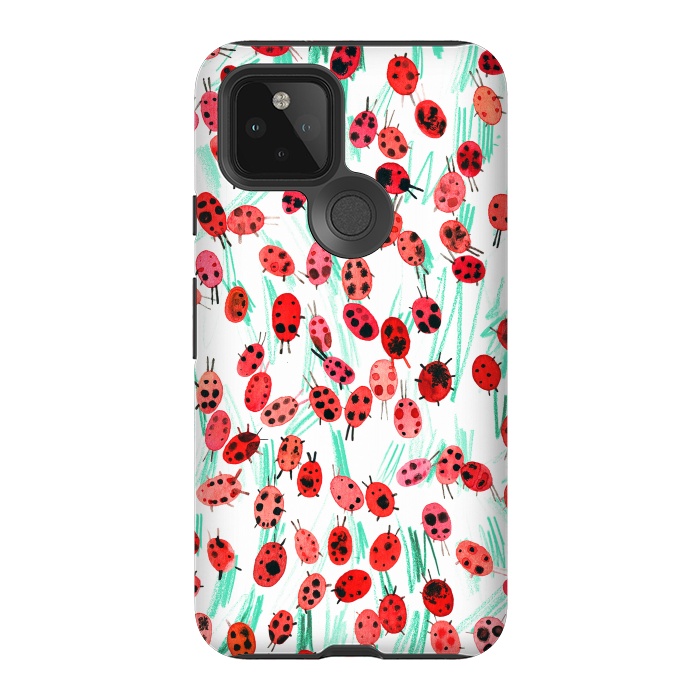 Pixel 5 StrongFit Ladybugs on grass by Ninola Design