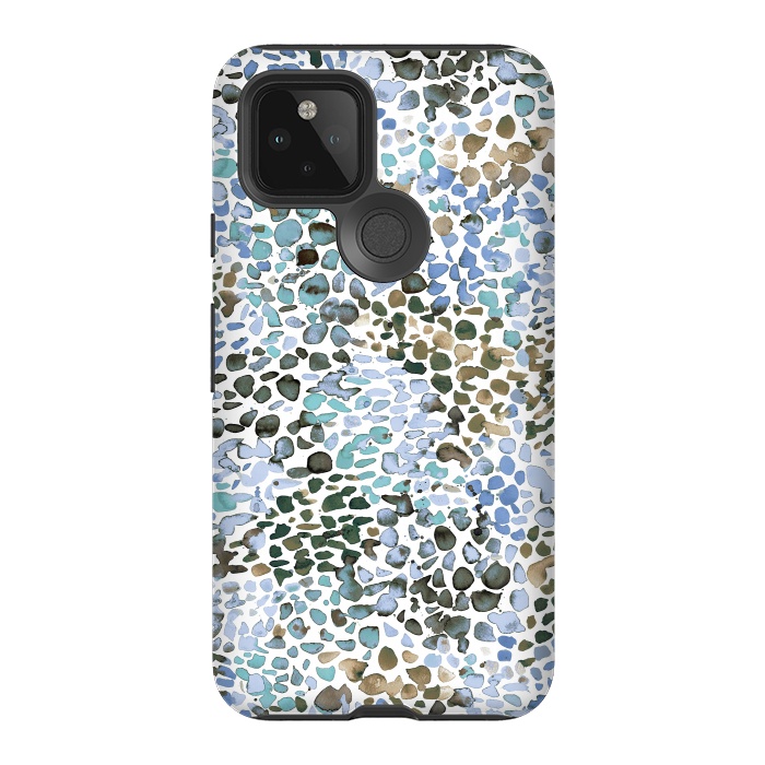Pixel 5 StrongFit Blue Specked Watercolor by Ninola Design
