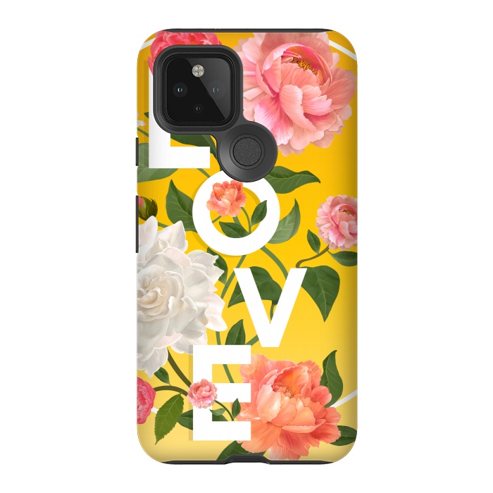 Pixel 5 StrongFit golden love floral by MALLIKA