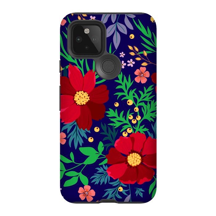 Pixel 5 StrongFit Red Flowers In The Ocean by ArtsCase