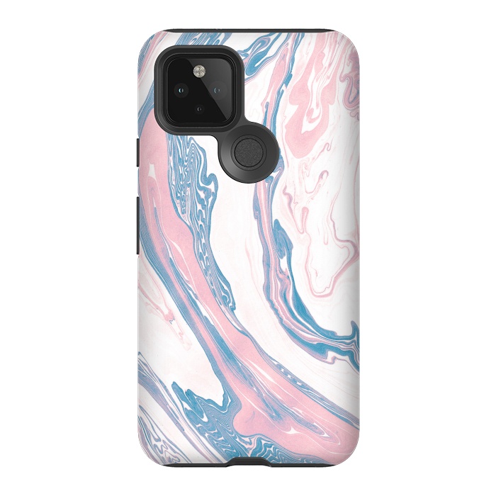 Pixel 5 StrongFit Blush and Dusty Blue Marble by Allgirls Studio