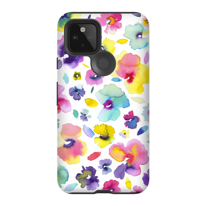 Pixel 5 StrongFit Watercolor Tropical Flowers by Ninola Design