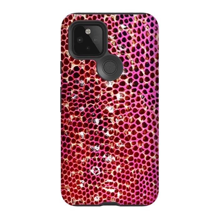 Pixel 5 StrongFit Gradient pink red snake skin pattern by Oana 