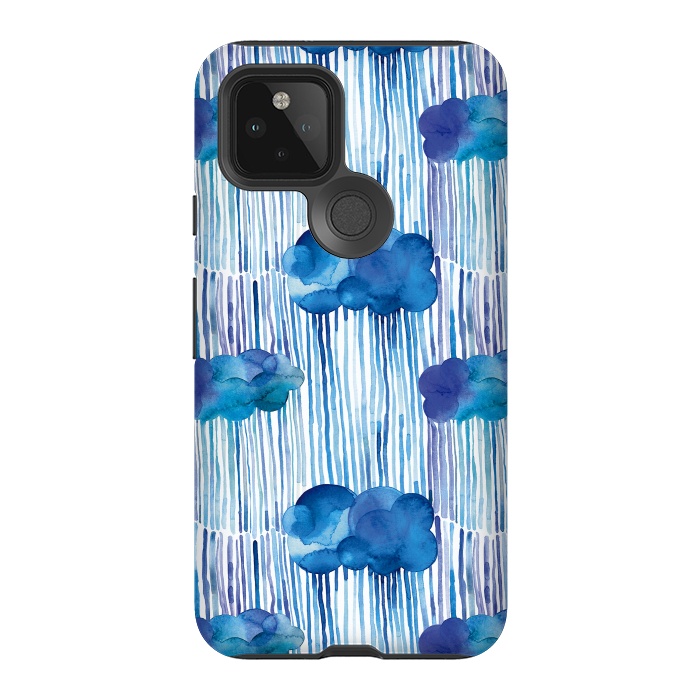 Pixel 5 StrongFit Raining Blue Clouds by Ninola Design