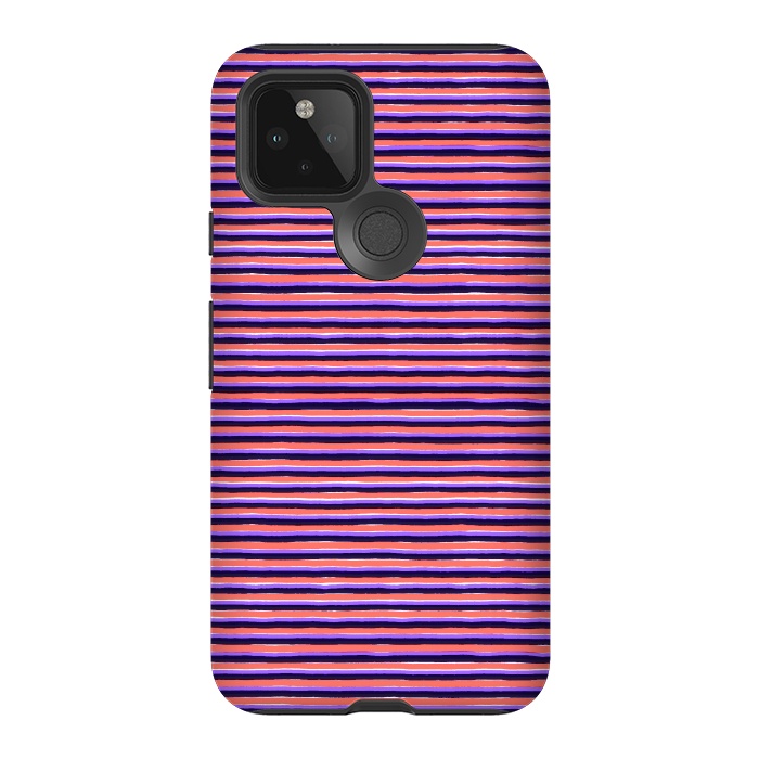 Pixel 5 StrongFit Marker Colorful Coral Stripes by Ninola Design