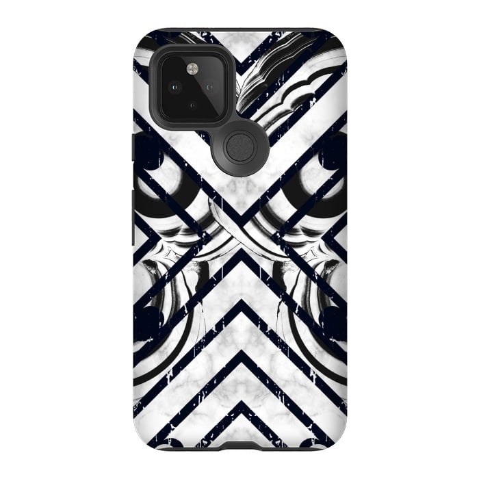 Pixel 5 StrongFit Modern geometric black and white marble  by Oana 