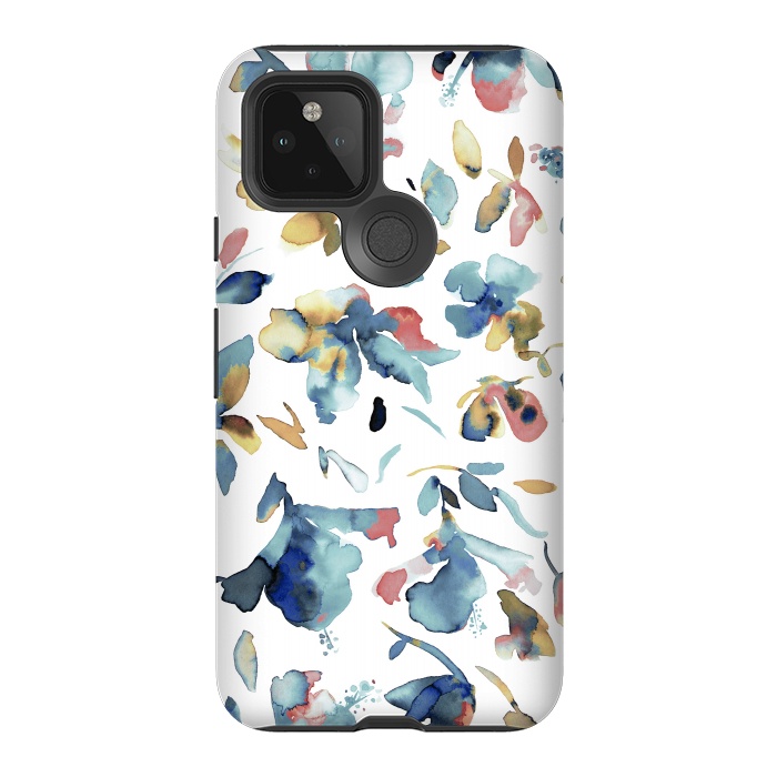 Pixel 5 StrongFit Watery Blue Hibiscus by Ninola Design