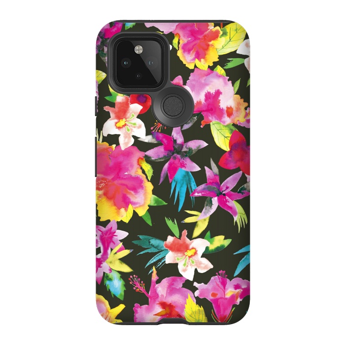 Pixel 5 StrongFit Caribbean Flowers and Palms by Ninola Design