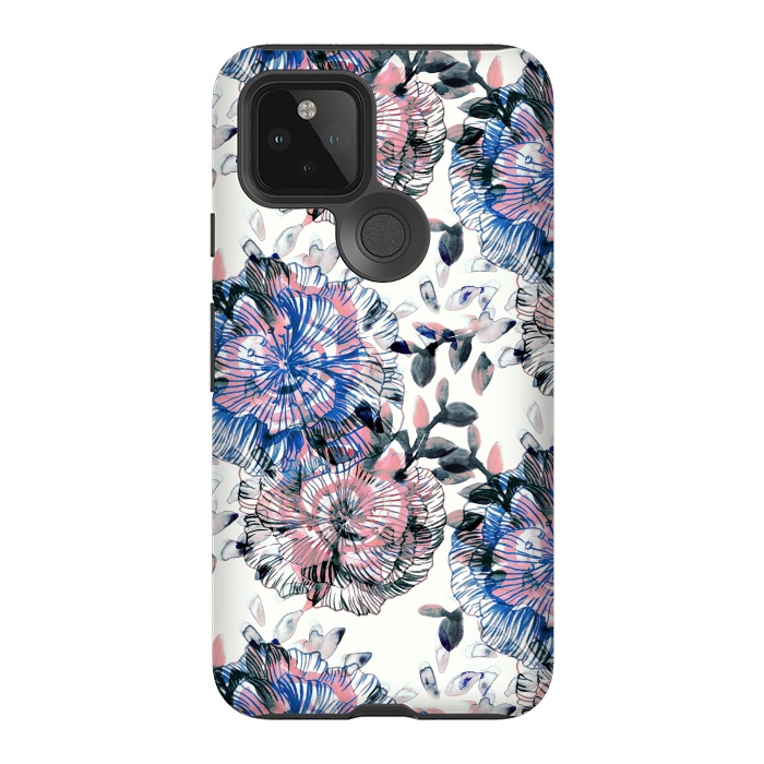 Pixel 5 StrongFit Watercolor painted flowers and foliage by Oana 