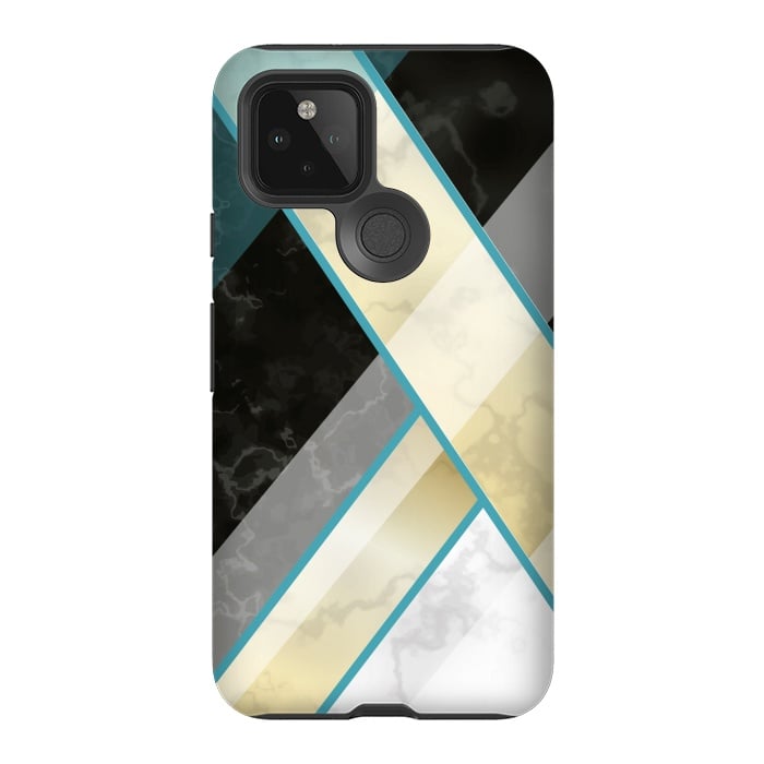 Pixel 5 StrongFit Vertical Green Lines On Marble  by ArtsCase