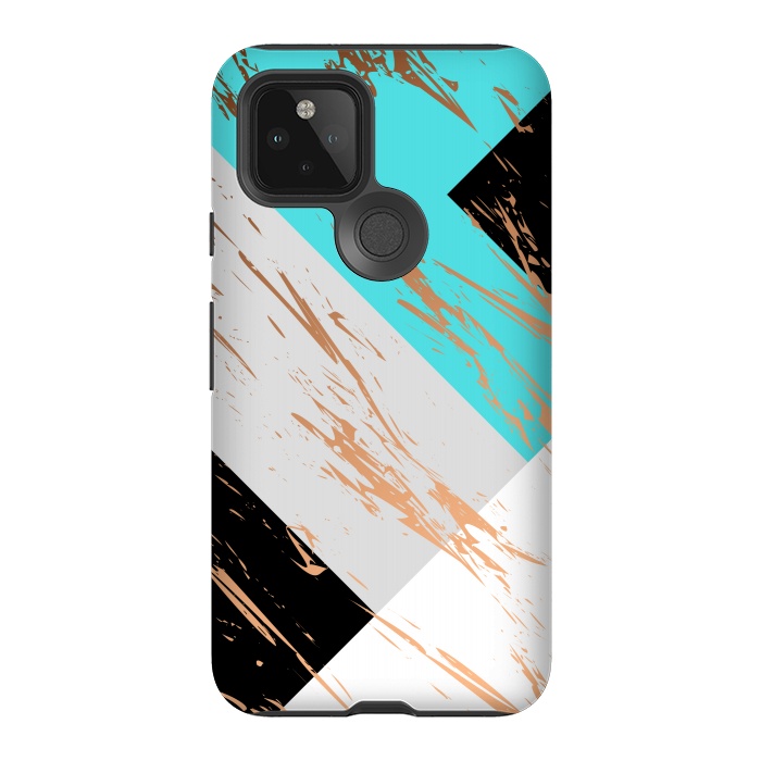 Pixel 5 StrongFit Aquamarine With Gold On Marble Background by ArtsCase
