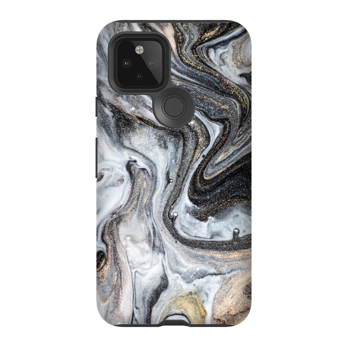 Pixel 5 StrongFit Black and Gold Marble by ArtsCase