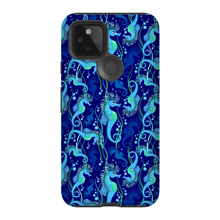 Pixel 5 StrongFit Seahorse cute blue sea animal Pattern by BluedarkArt