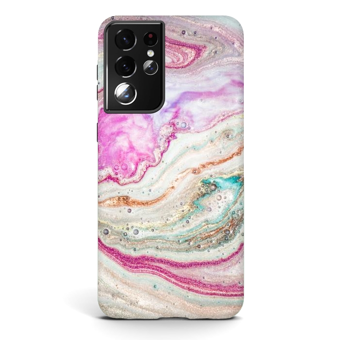 Galaxy S21 ultra StrongFit Natural Luxury Liquid Marble by ArtsCase