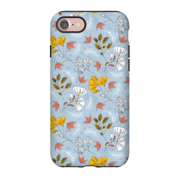 iPhone 7 StrongFit cute blue floral pattern by MALLIKA
