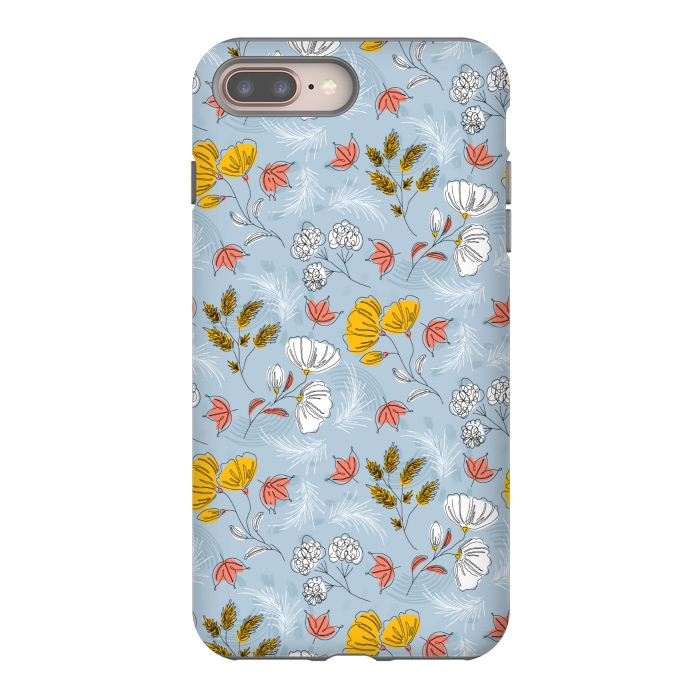 iPhone 7 plus StrongFit cute blue floral pattern by MALLIKA