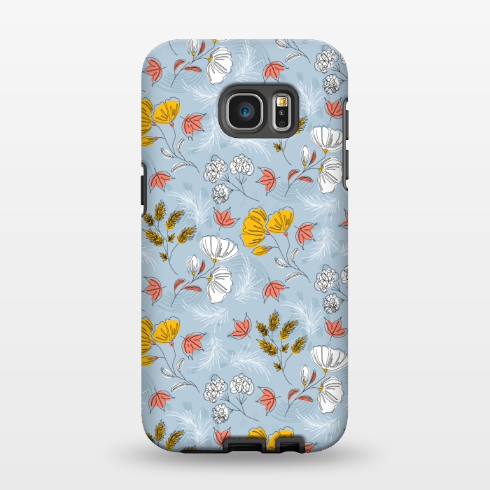 Galaxy S7 EDGE StrongFit cute blue floral pattern by MALLIKA