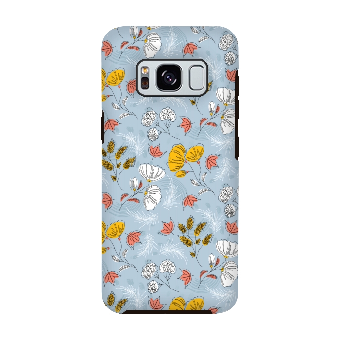 Galaxy S8 StrongFit cute blue floral pattern by MALLIKA