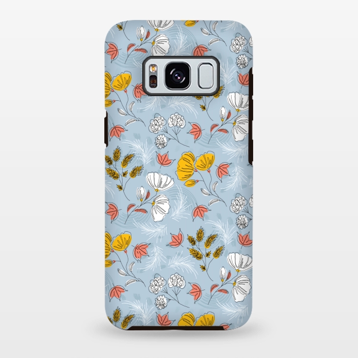 Galaxy S8 plus StrongFit cute blue floral pattern by MALLIKA