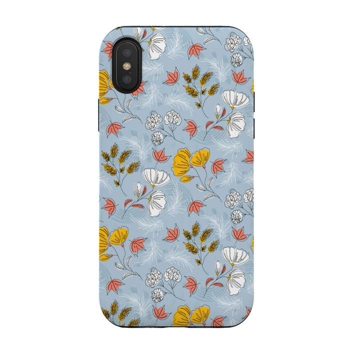 iPhone Xs / X StrongFit cute blue floral pattern by MALLIKA